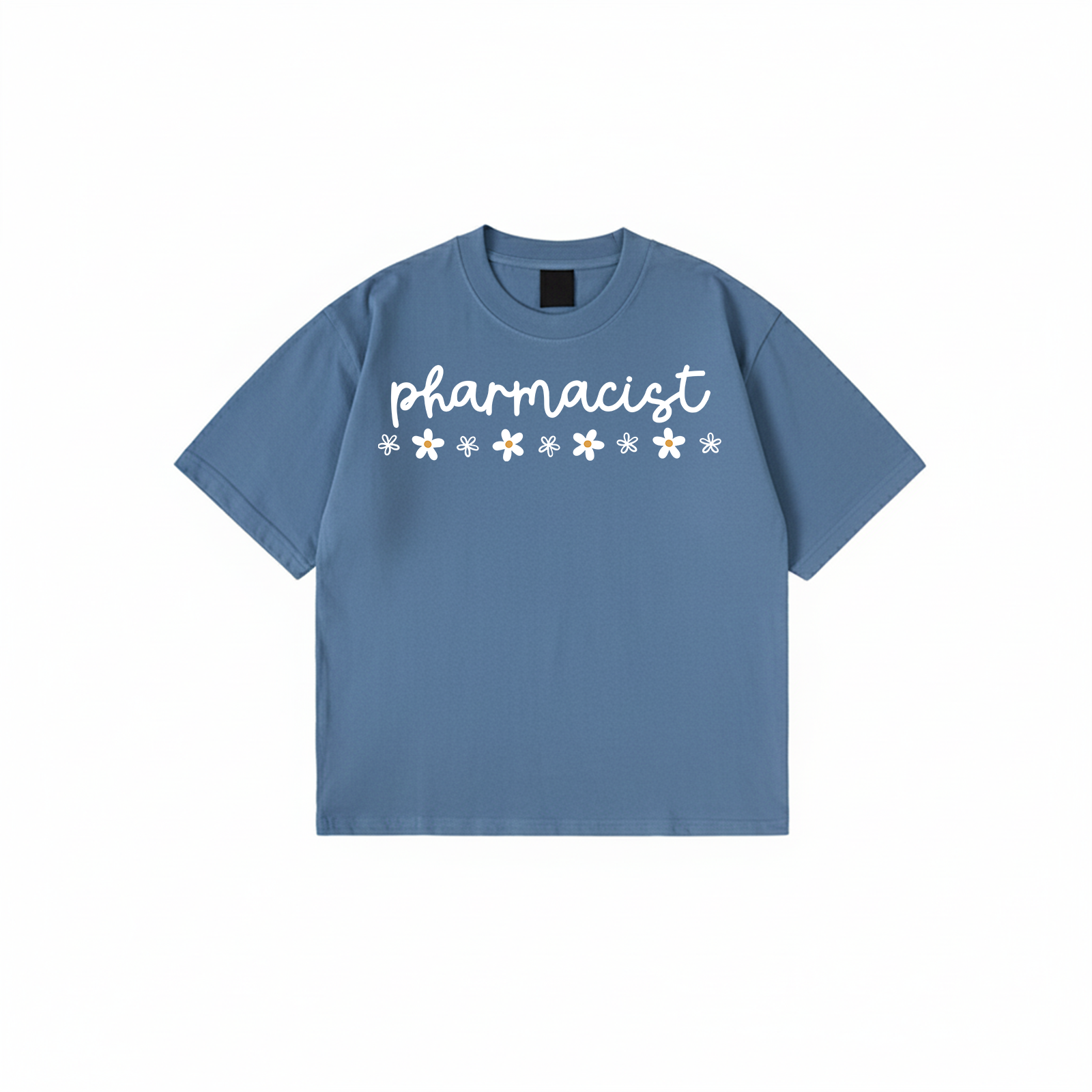 Pharmacist t-shirt with floral text design available in multiple colors