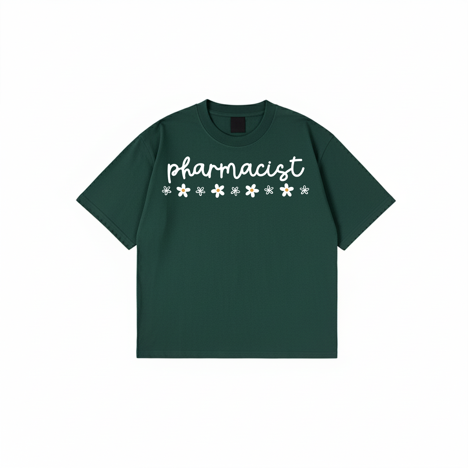 Pharmacist t-shirt with floral text design available in multiple colors