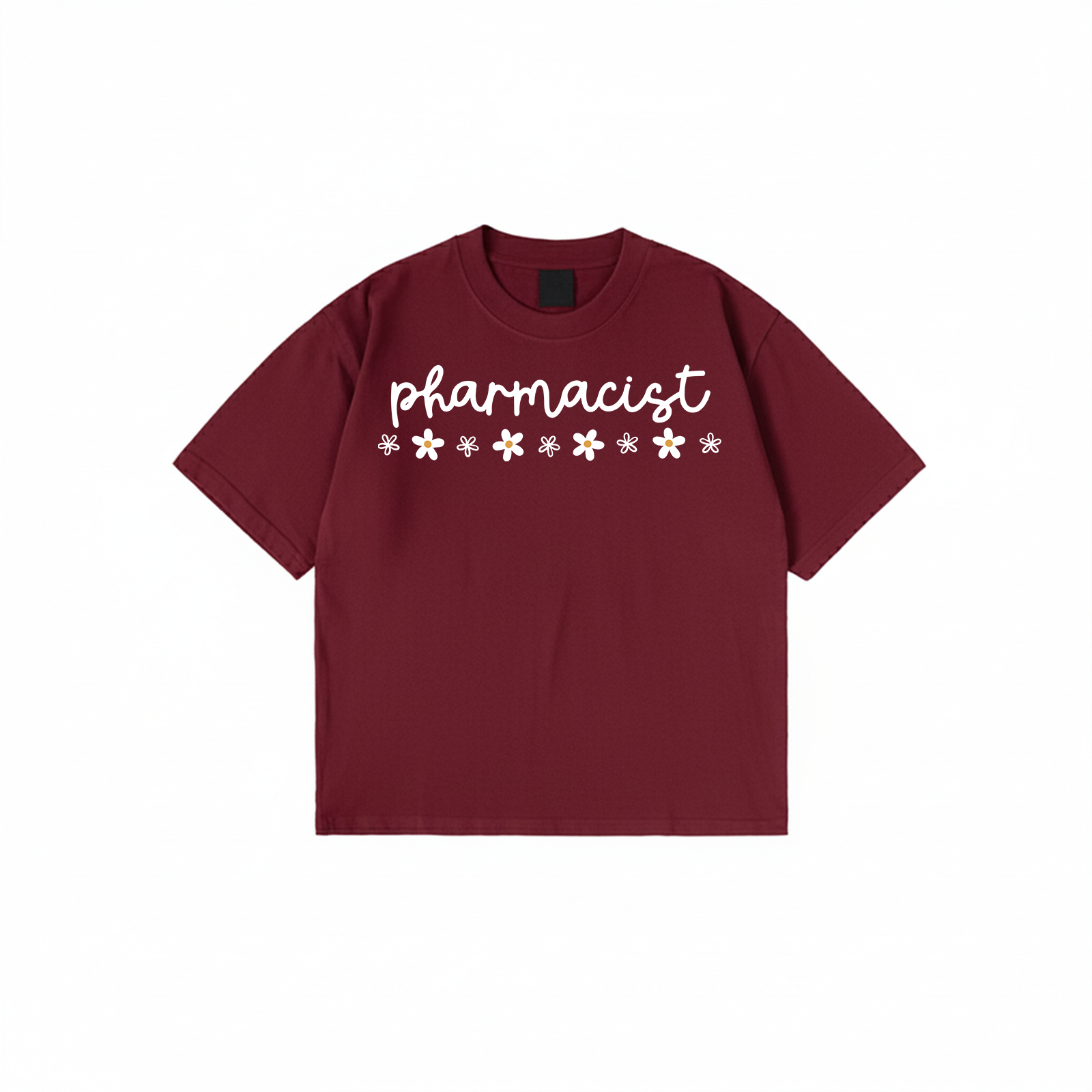 Pharmacist t-shirt with floral text design available in multiple colors