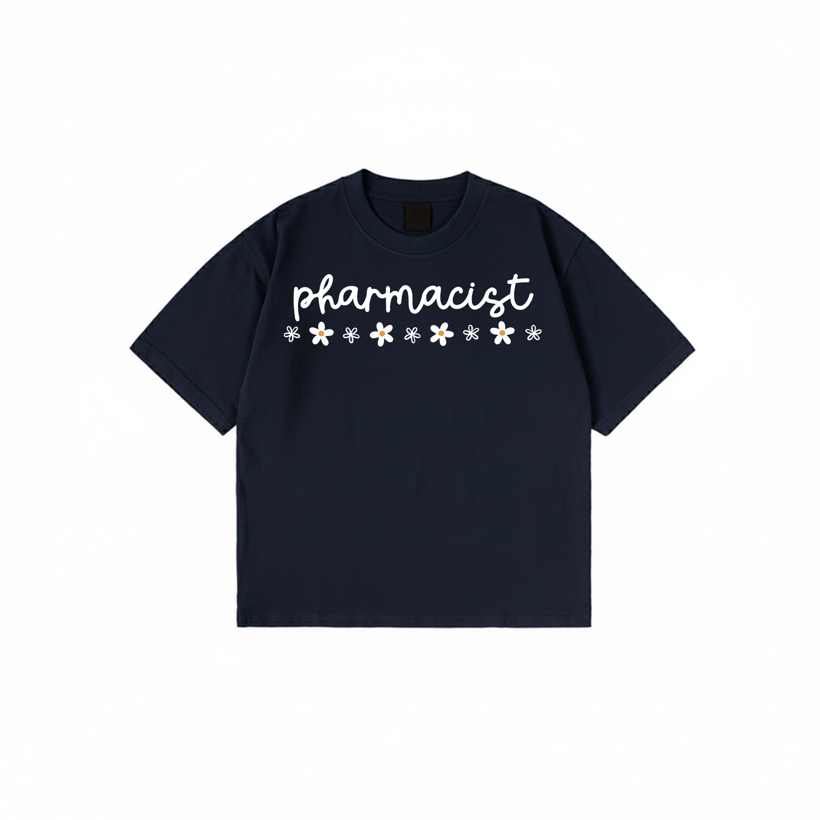 Pharmacist t-shirt with floral text design available in multiple colors