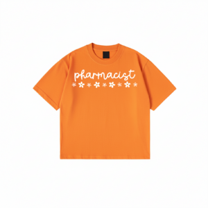 Pharmacist t-shirt with floral text design available in multiple colors