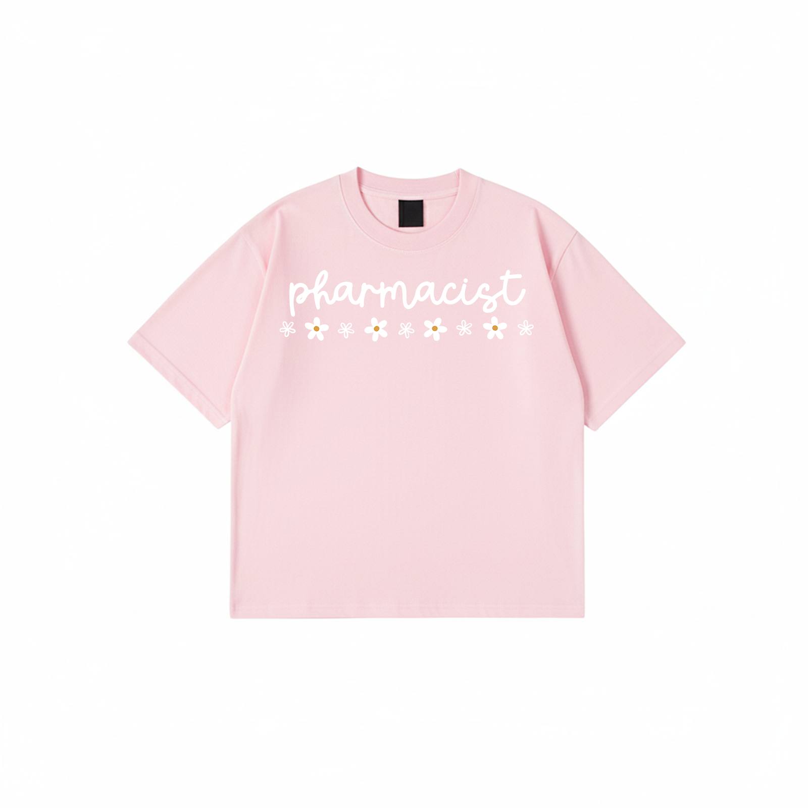 Pharmacist t-shirt with floral text design available in multiple colors
