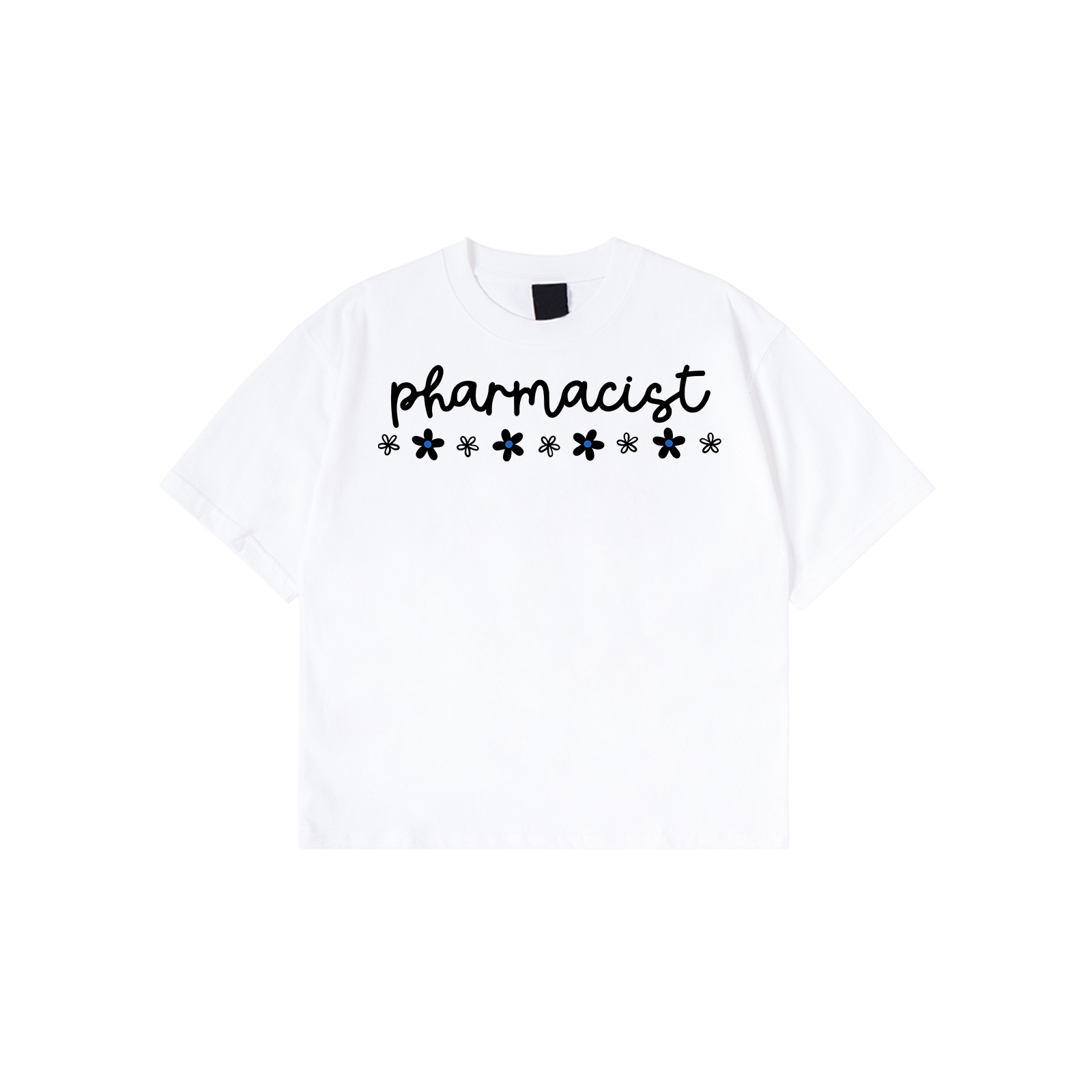 Pharmacist t-shirt with floral text design available in multiple colors